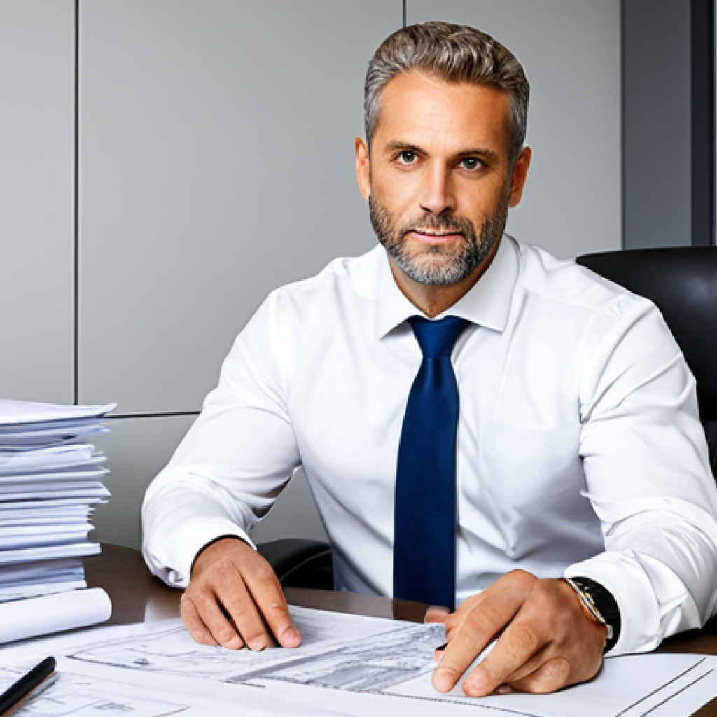 **
A professional fire safety engineer in a modern office, reviewing blueprints with a confident expression, fully clothed in appropriate business attire, surrounded by safety equipment and technical documents, safe for work, perfect anatomy, natural pose, professional, well-lit, high quality.
**