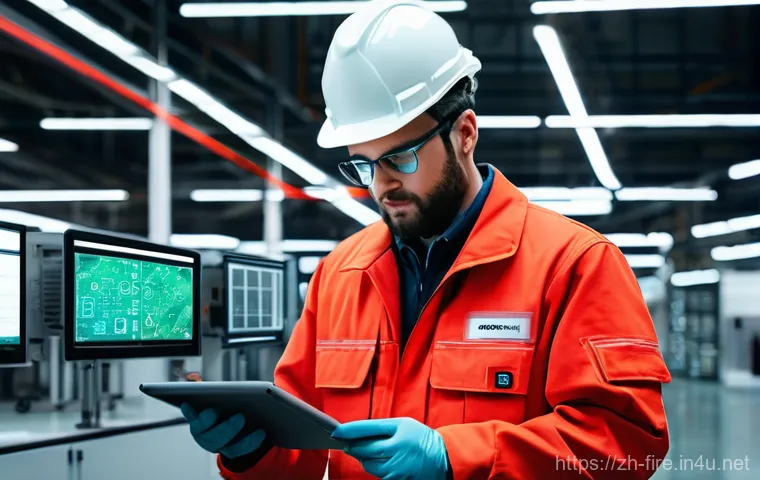 화재안전관리기술자의 주요 직무 분석 및 개선 - **Prompt:** A dynamic, wide-angle shot of a cutting-edge smart fire command center, showcasing multi...