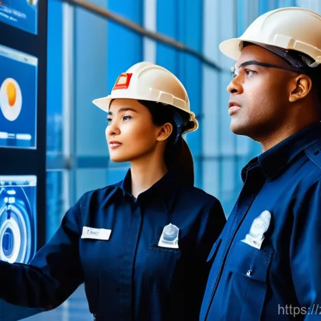 화재안전관리 기술자의 고용 안정성 분석 - **Prompt:** A diverse group of male and female fire safety engineers, dressed in clean, professional...