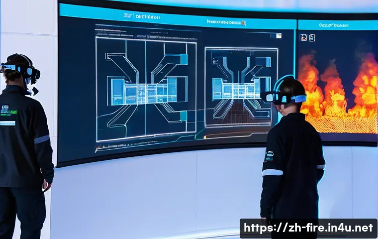화재안전관리 실무에서의 성공적인 프로젝트 사례 - **Prompt:** A vibrant, high-tech scene depicting a diverse group of professionals actively engaged i...
