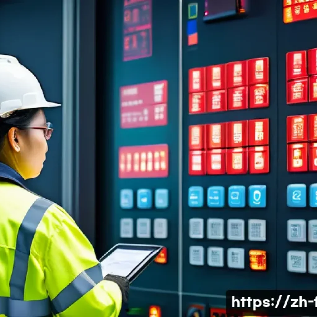 화재안전관리 직무 전환과 새로운 기회 - A modern industrial factory safety inspection scene, featuring a professional fire safety manager we...