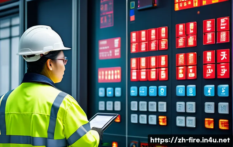화재안전관리 직무 전환과 새로운 기회 - A modern industrial factory safety inspection scene, featuring a professional fire safety manager we...