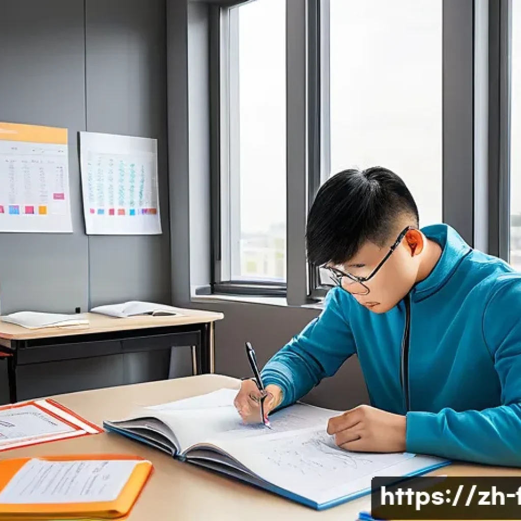 화재안전관리 기술자의 시험 준비 요령 - A modern study room scene focused on a young Chinese adult studying for a fire safety management tec...