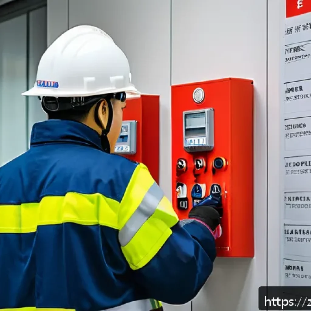 화재안전관리 기술자의 연봉 및 커리어 분석 - A professional fire safety management technician wearing a neat uniform with safety gear, including ...