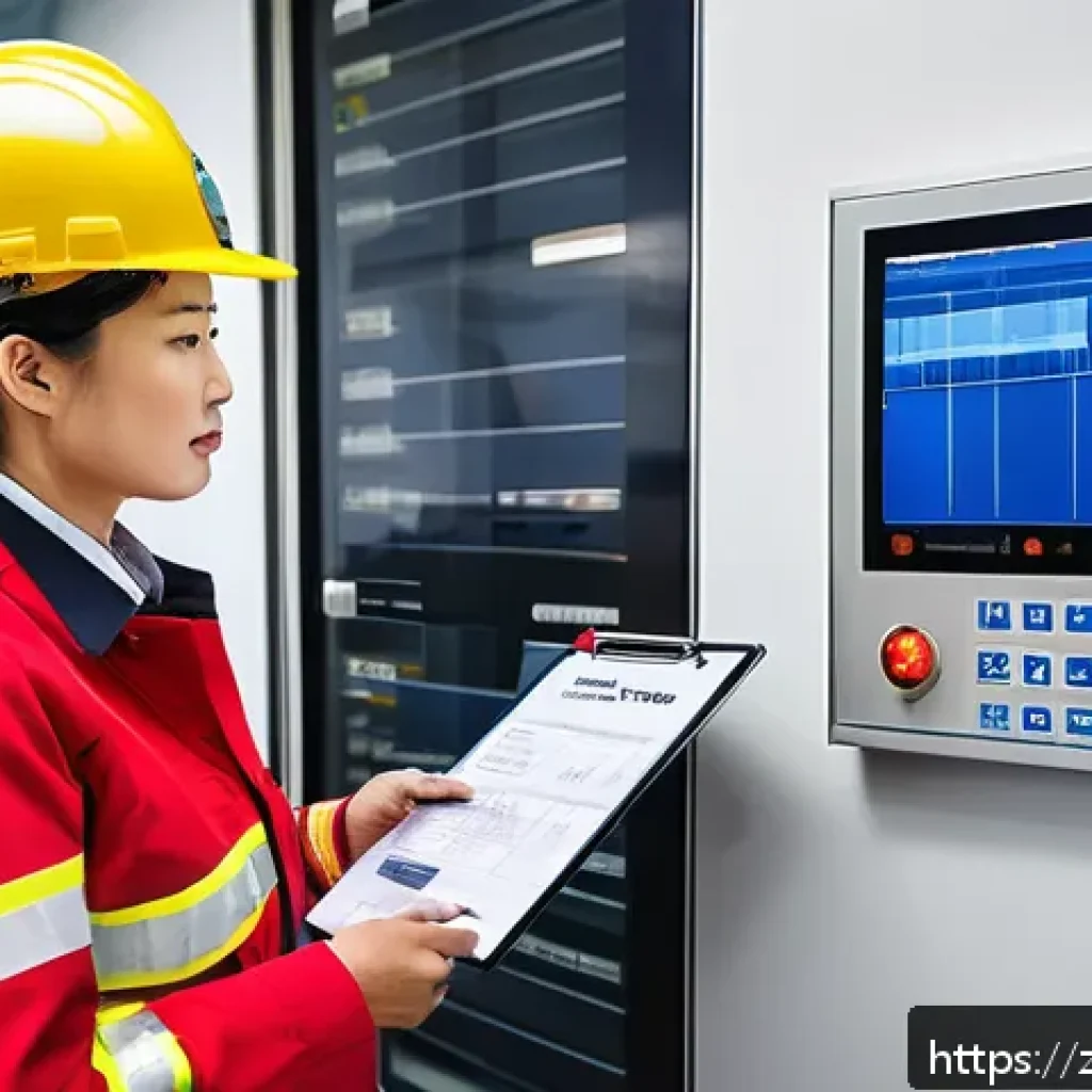 화재안전관리기술자의 연봉 대비 자격증 효용성 - A professional fire safety manager wearing a formal uniform with a badge and a safety helmet, holdin...