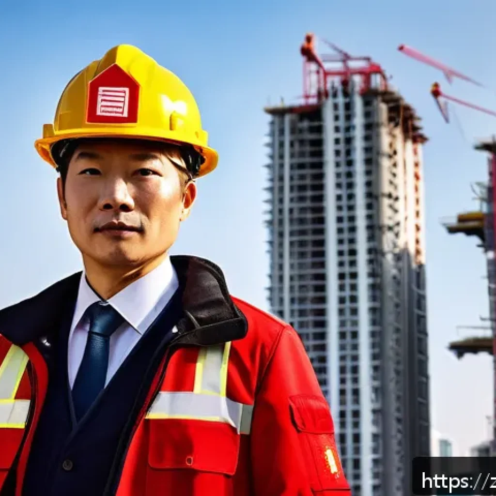 화재안전관리 자격증의 장점과 단점 - A professional fire safety manager wearing a formal uniform with safety badges, standing confidently...