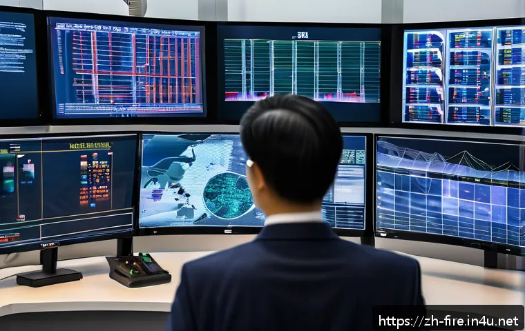 화재안전관리 실무에서의 문제 해결 역량 - A detailed scene inside a modern high-rise building&rsquo;s fire risk assessment operation room: engineers...